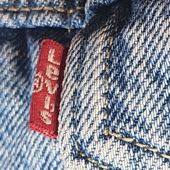 Levi Strauss Medium Wash Distressed Red Label Vintage Original Jean Jacket Sz S - Picture 6 of 16